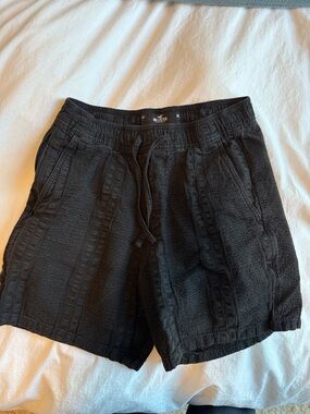 Hollister Black Textured Lounge Shorts with Drawstring XS mens